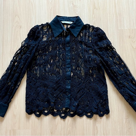 Zara black lace blouse. Size S - Picture 1 of 8